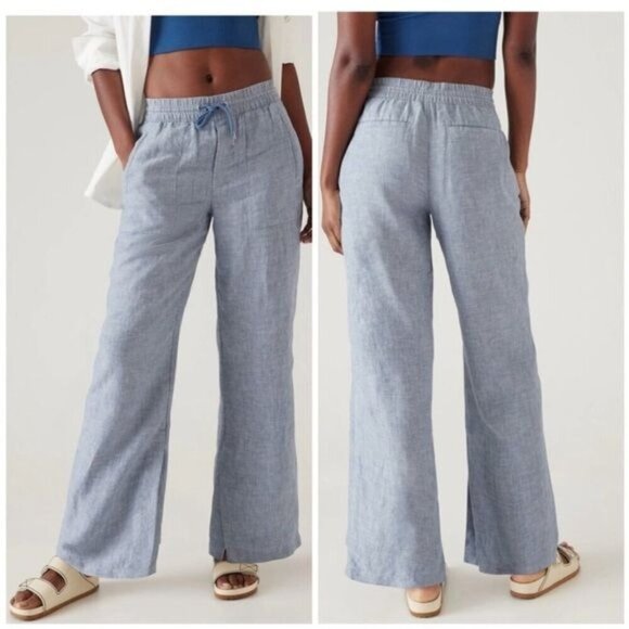 Athleta 6 Retreat Wide Leg Linen Pant in Chambray Blue - Picture 10 of 10